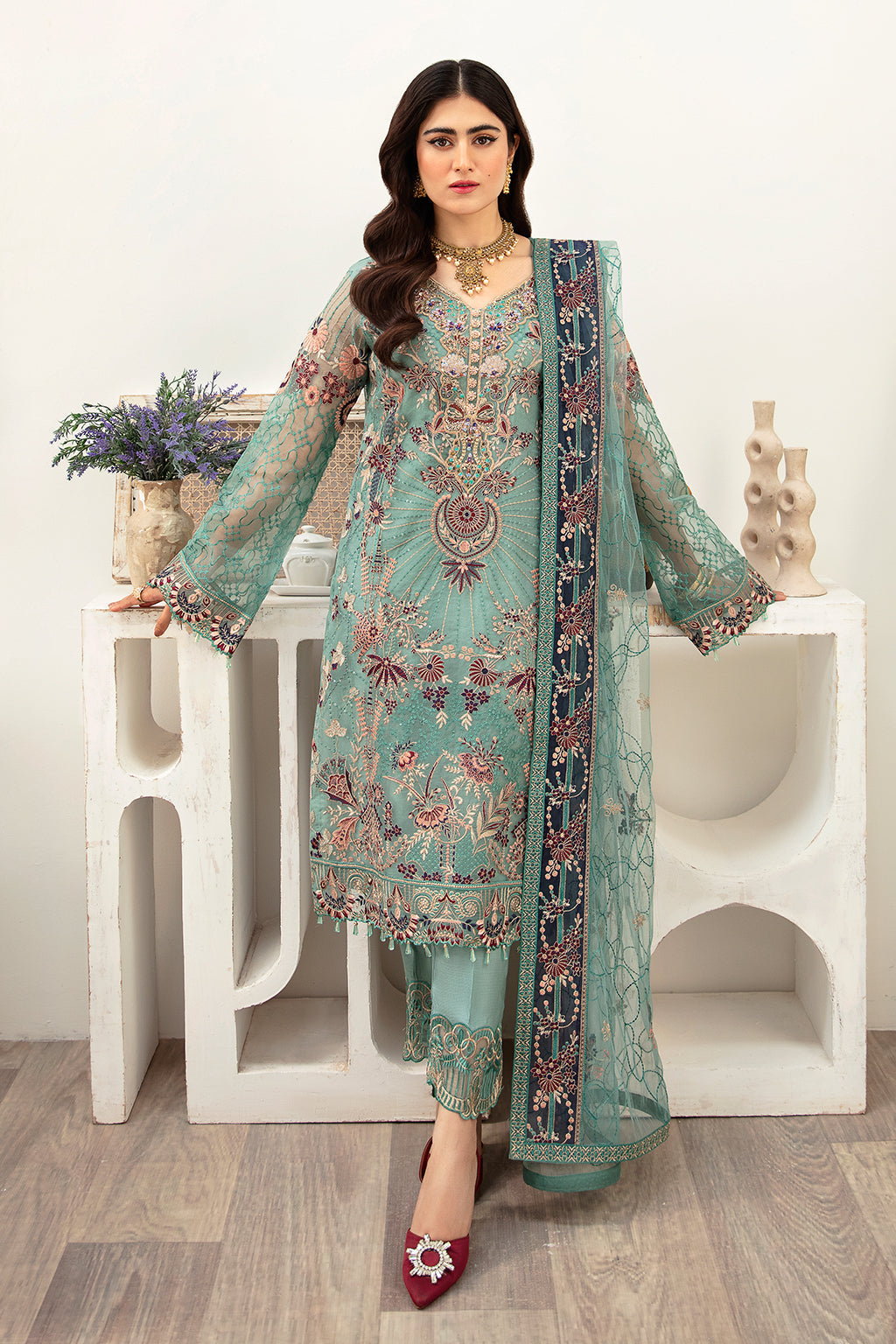 Ramsha | Minhal Organza Collection | M-1001 - Official Ramsha stockist in UK - Sakeena London
