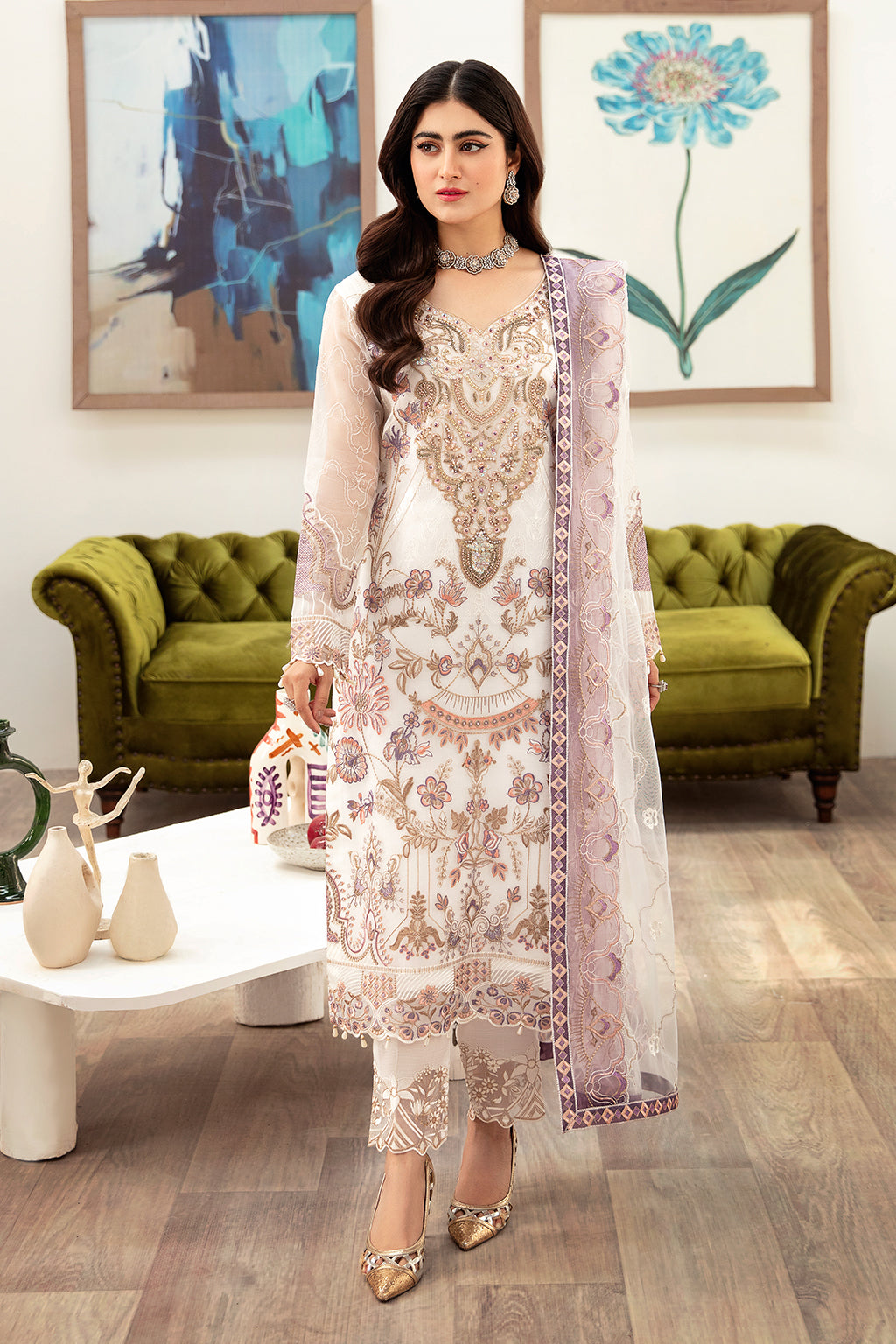 Ramsha | Minhal Organza Collection | M-1002 - Official Ramsha stockist in UK - Sakeena London