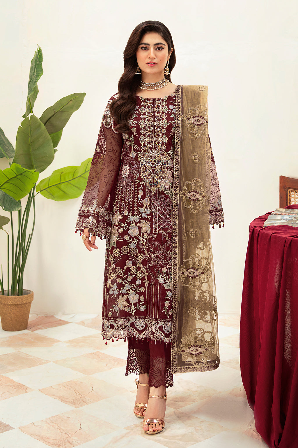 Ramsha | Minhal Organza Collection | M-1003 - Official Ramsha stockist in UK - Sakeena London