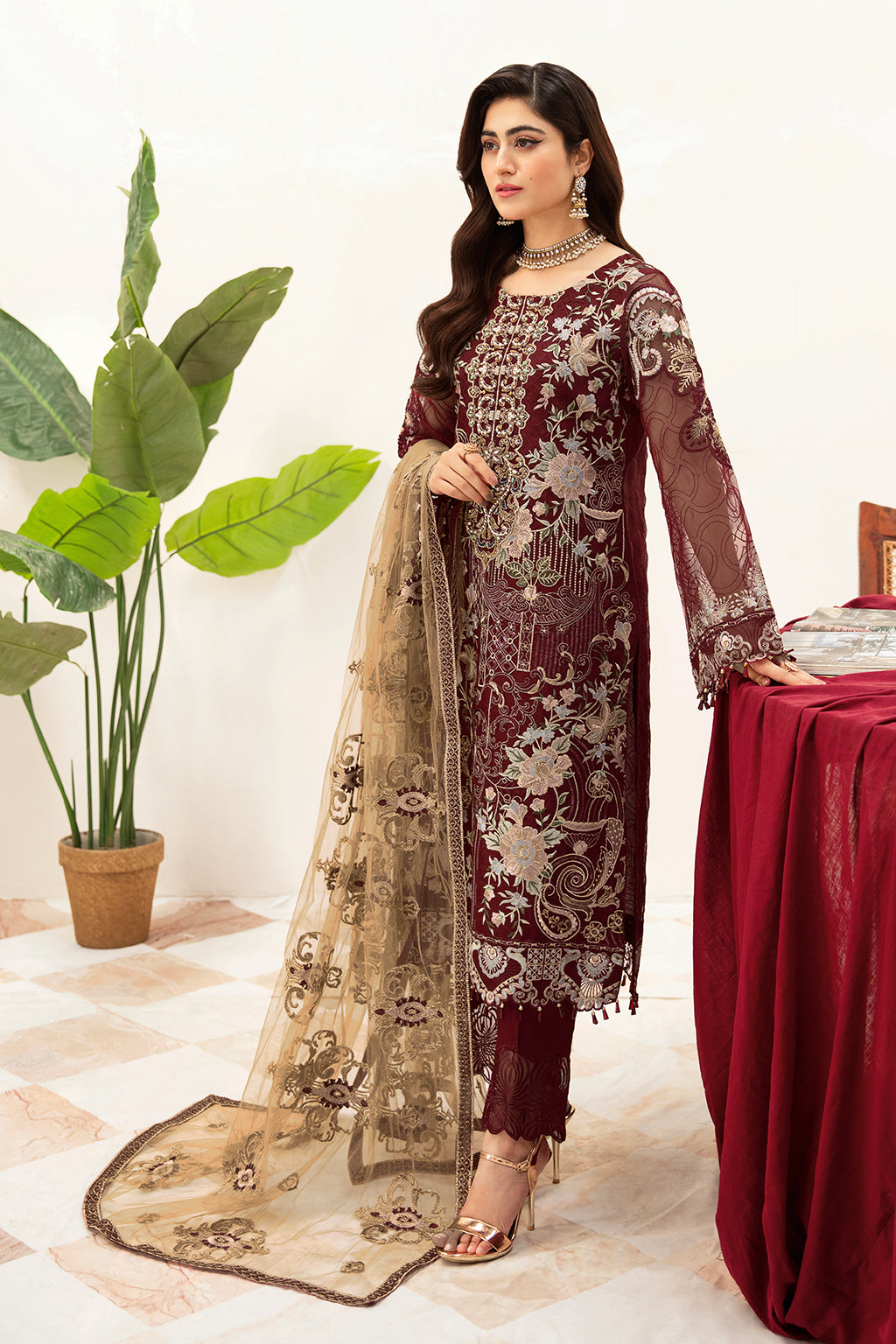 Ramsha | Minhal Organza Collection | M-1003 - Official Ramsha stockist in UK - Sakeena London