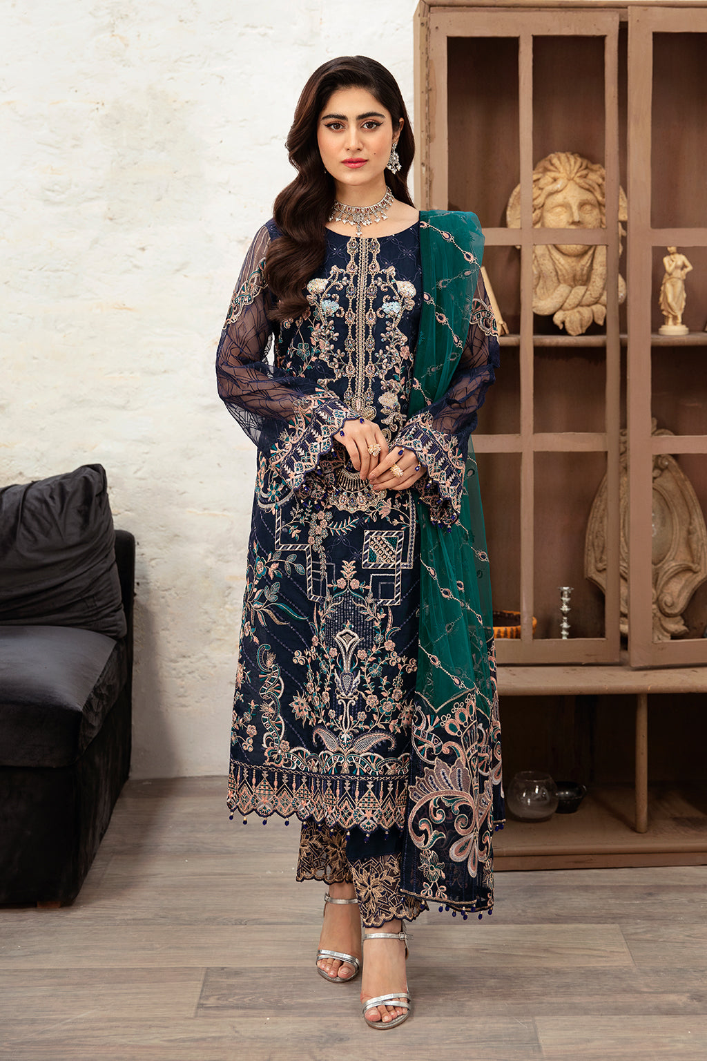 Ramsha | Minhal Organza Collection | M-1009 - Official Ramsha stockist in UK - Sakeena London