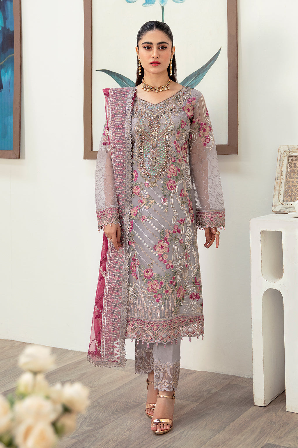 Ramsha | Minhal Organza Collection | M-1008 - Official Ramsha stockist in UK - Sakeena London