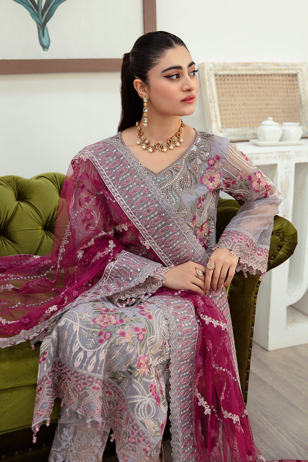 Ramsha | Minhal Organza Collection | M-1008 - Official Ramsha stockist in UK - Sakeena London