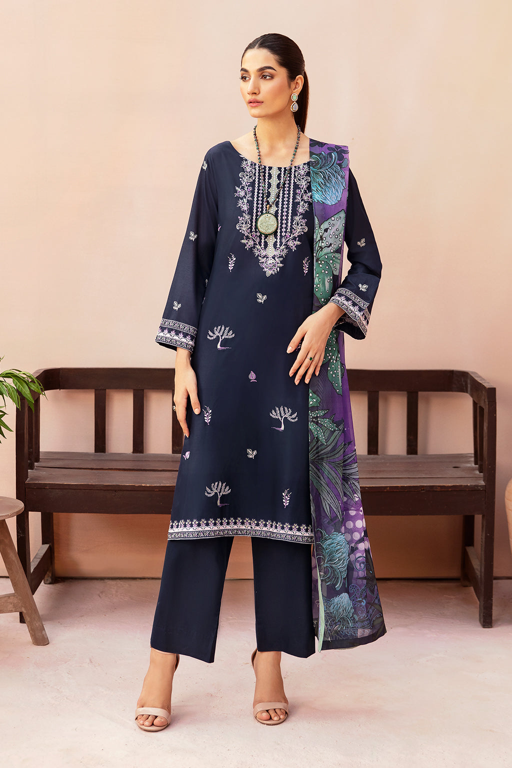 Afsanah | Essentials Lawn | MIDNIGHT A-03 - Official Afsanah stockist in UK - Sakeena London