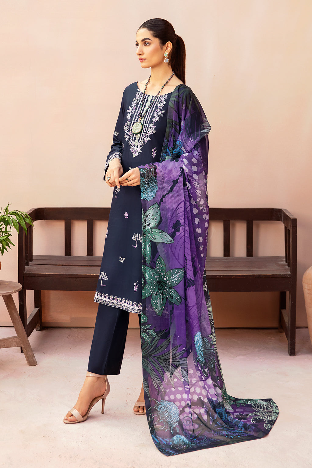 Afsanah | Essentials Lawn | MIDNIGHT A-03 - Official Afsanah stockist in UK - Sakeena London