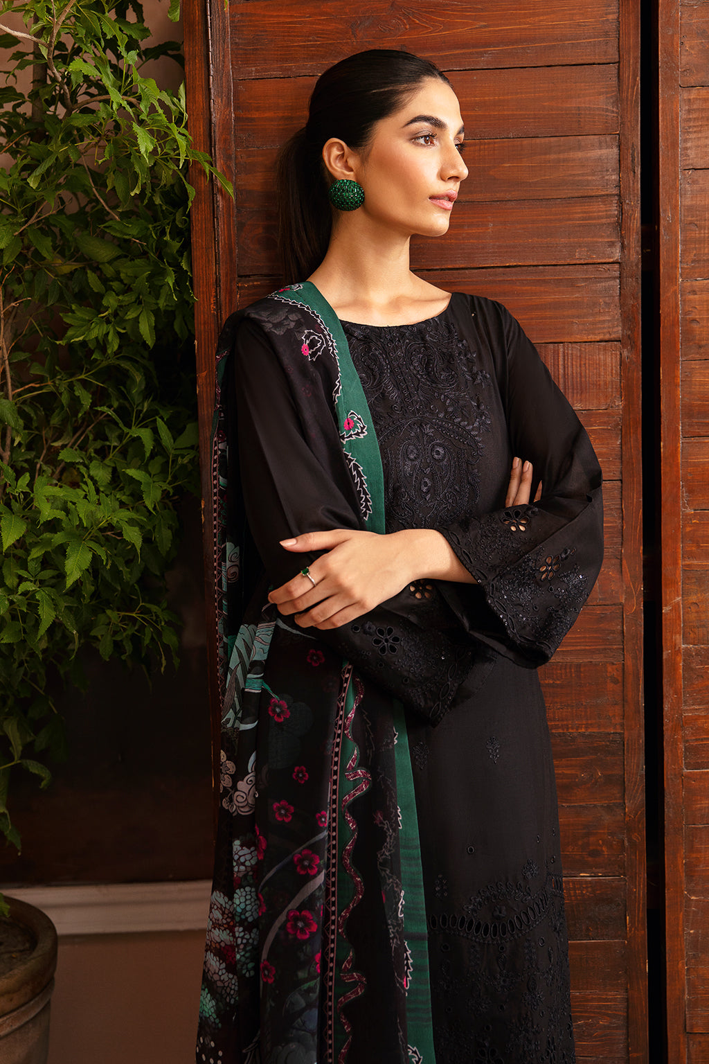 Afsanah | Essentials Lawn | BLACK ORCHID A-05 - Official Afsanah stockist in UK - Sakeena London