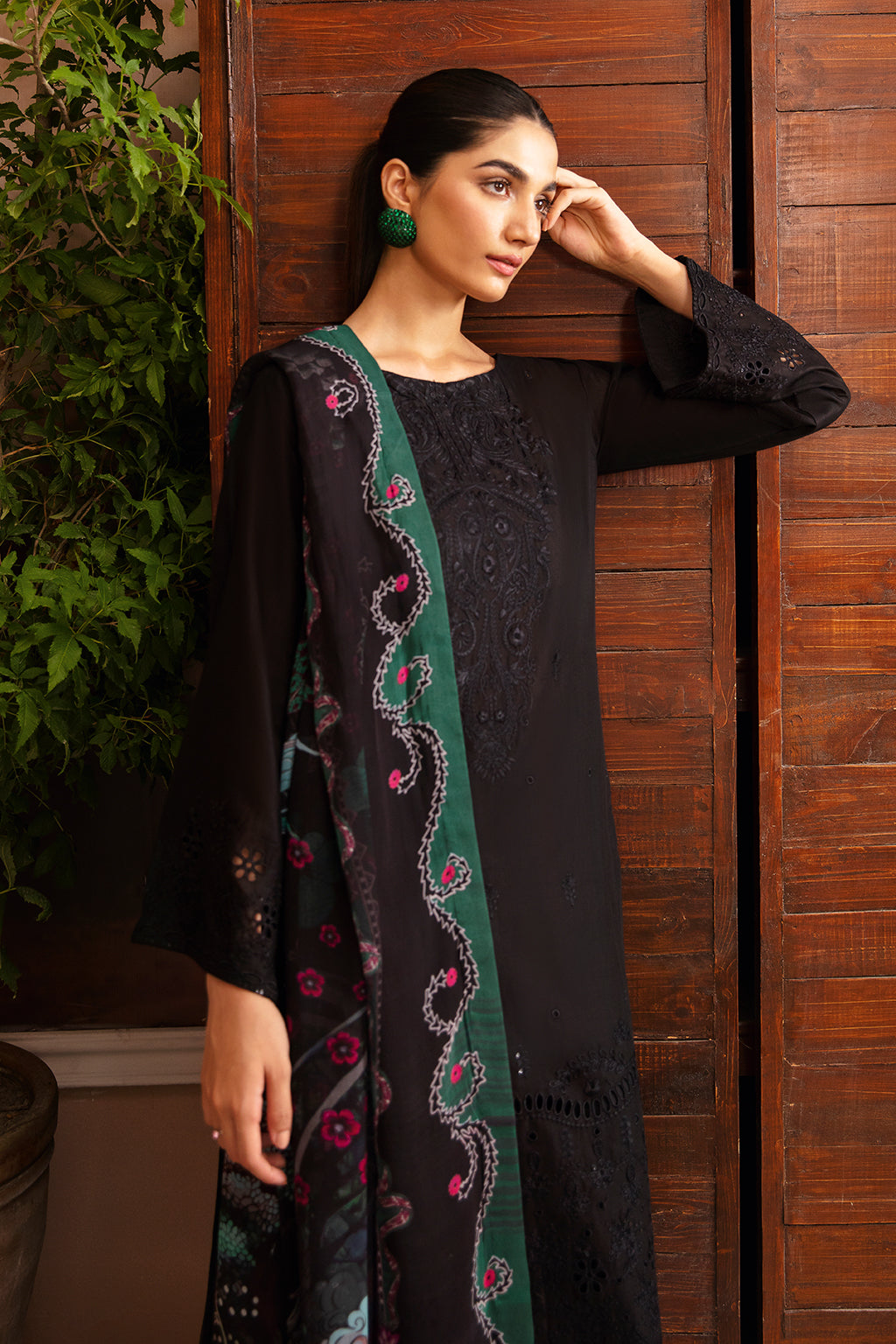 Afsanah | Essentials Lawn | BLACK ORCHID A-05 - Official Afsanah stockist in UK - Sakeena London