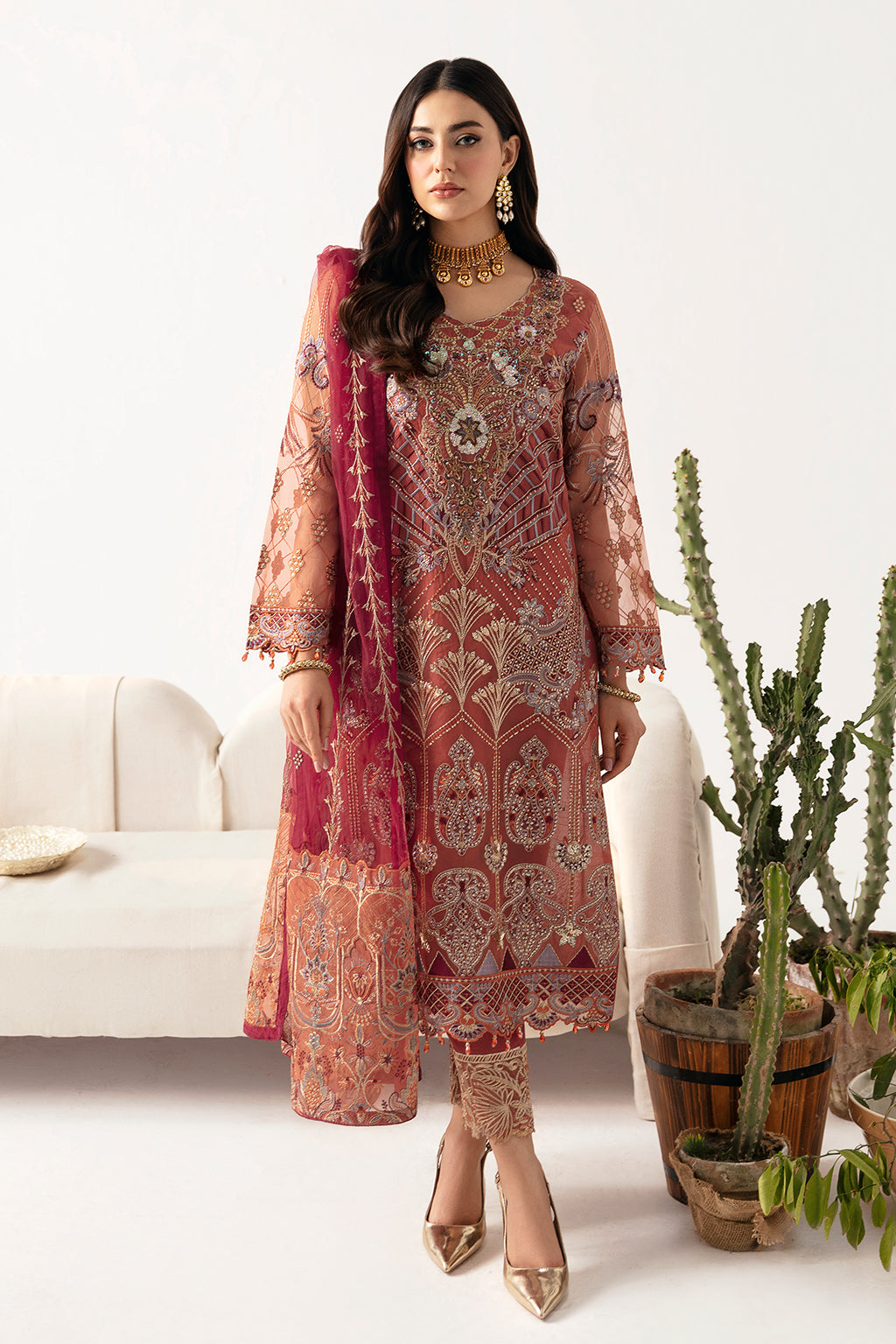 Ramsha | Minhal Organza Collection | M-1103 - Official Ramsha stockist in UK - Sakeena London