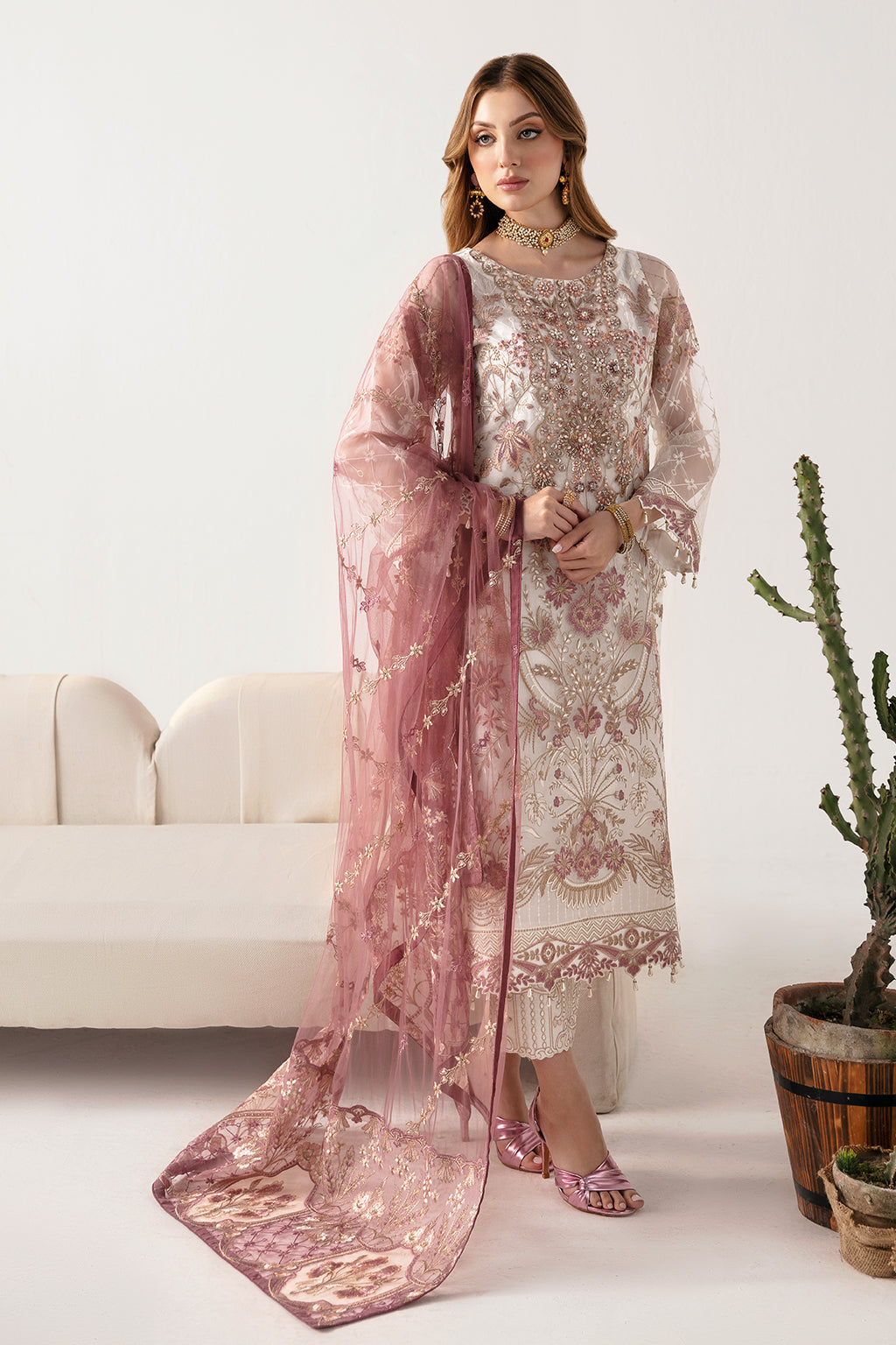 Ramsha | Minhal Organza Collection | M-1102 - Official Ramsha stockist in UK - Sakeena London