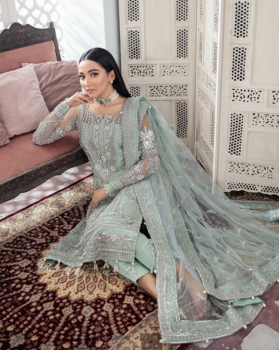 Gulaal | Wedding Formals | Zeba Embroidered Net 3-Piece Suit WS-21 - Official Gulaal stockist in UK - Sakeena London
