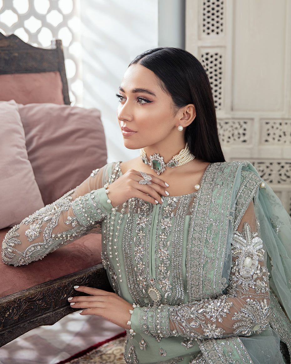 Gulaal | Wedding Formals | Zeba Embroidered Net 3-Piece Suit WS-21 - Official Gulaal stockist in UK - Sakeena London