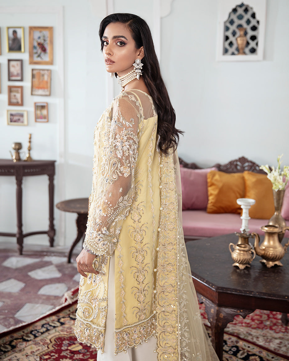 Gulaal | Wedding Formals | MAHJABEEN EMBROIDERED NET 3-PIECE SUIT WS-17 - Official Gulaal stockist in UK - Sakeena London