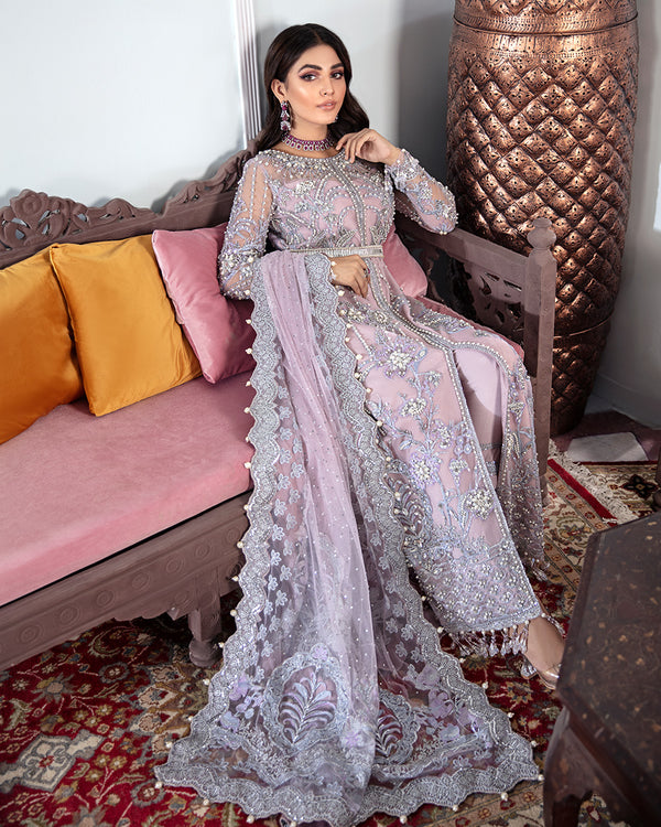 Gulaal | Wedding Formals | NAAZ EMBROIDERED NET 3-PIECE SUIT WS-09 - Official Gulaal stockist in UK - Sakeena London