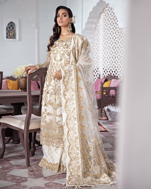 Gulaal | Wedding Formals | Shehnaz Embroidered Net 3-Piece Suit WS-11 - Official Gulaal stockist in UK - Sakeena London