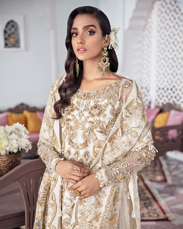 Gulaal | Wedding Formals | Shehnaz Embroidered Net 3-Piece Suit WS-11 - Official Gulaal stockist in UK - Sakeena London