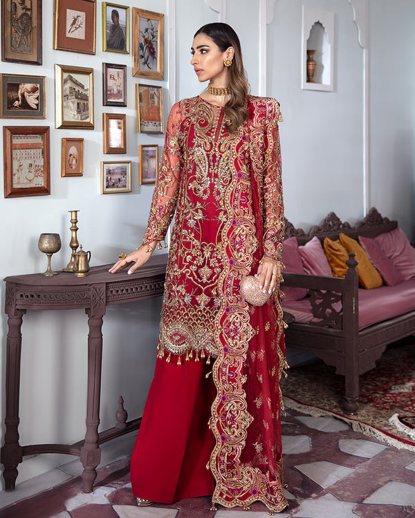 Gulaal | Wedding Formals | Tamanah Embroidered Net 3-Piece Suit WS-12 - Official Gulaal stockist in UK - Sakeena London