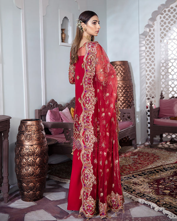 Gulaal | Wedding Formals | Tamanah Embroidered Net 3-Piece Suit WS-12 - Official Gulaal stockist in UK - Sakeena London