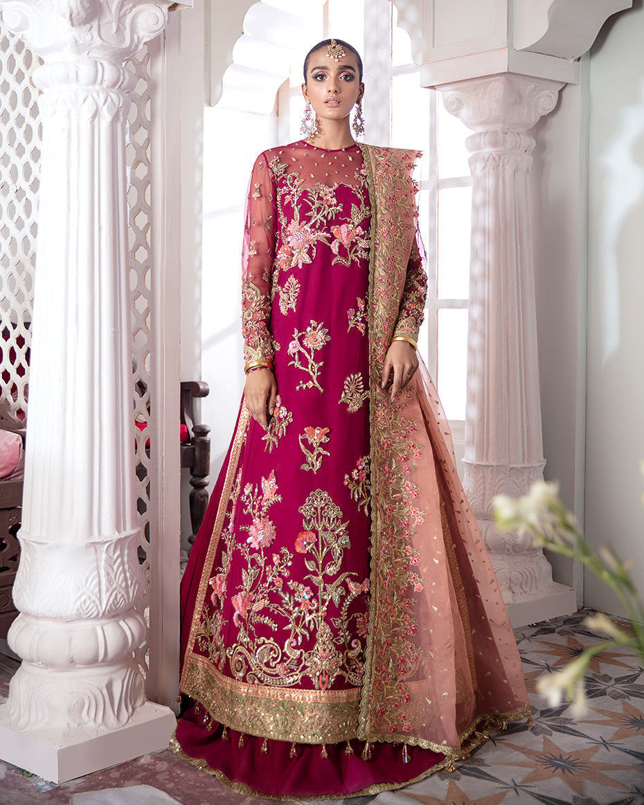 Gulaal | Wedding Formals | CHAMELI EMBROIDERED NET 3-PIECE SUIT WS-10 - Official Gulaal stockist in UK - Sakeena London