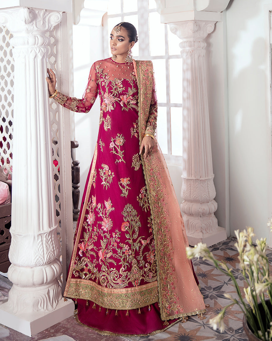 Gulaal | Wedding Formals | CHAMELI EMBROIDERED NET 3-PIECE SUIT WS-10 - Official Gulaal stockist in UK - Sakeena London