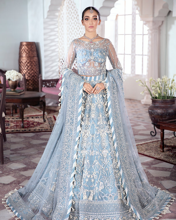 Gulaal | Wedding Formals | Mehnaaz Embroidered Net 3-Piece Suit WS-13 - Official Gulaal stockist in UK - Sakeena London