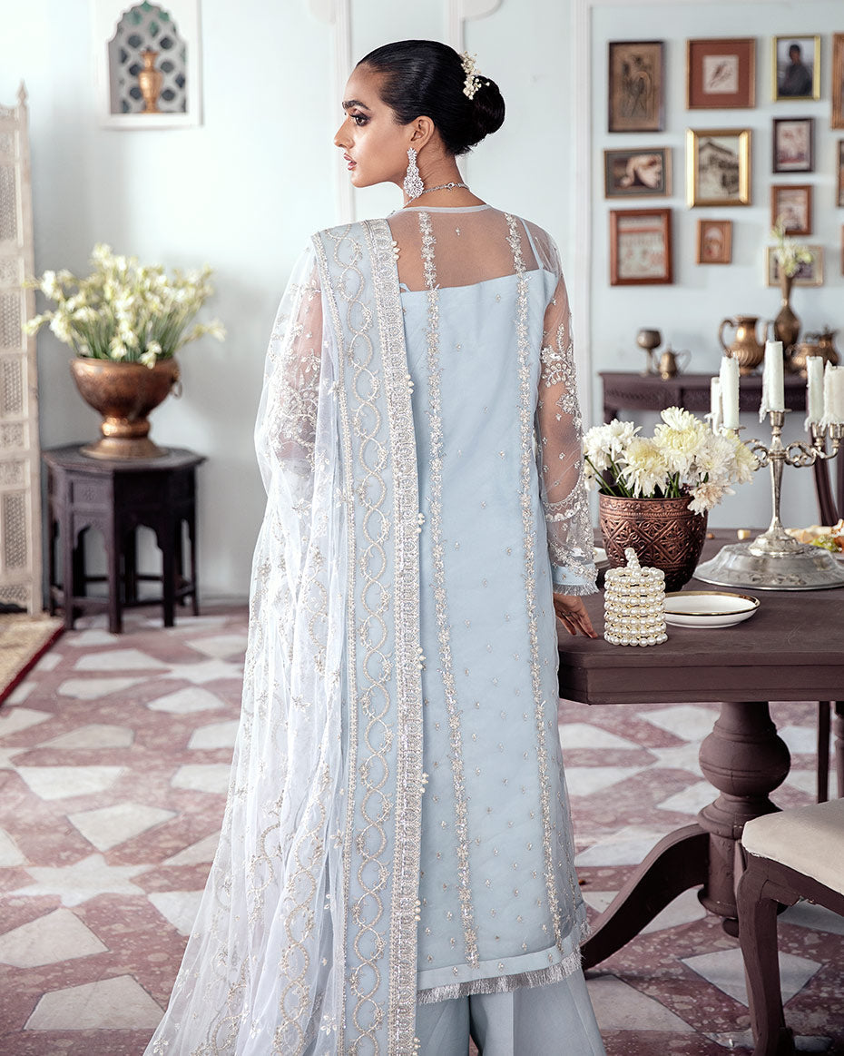 Gulaal | Wedding Formals | SAIKA EMBROIDERED NET 3-PIECE SUIT WS-20 - Official Gulaal stockist in UK - Sakeena London