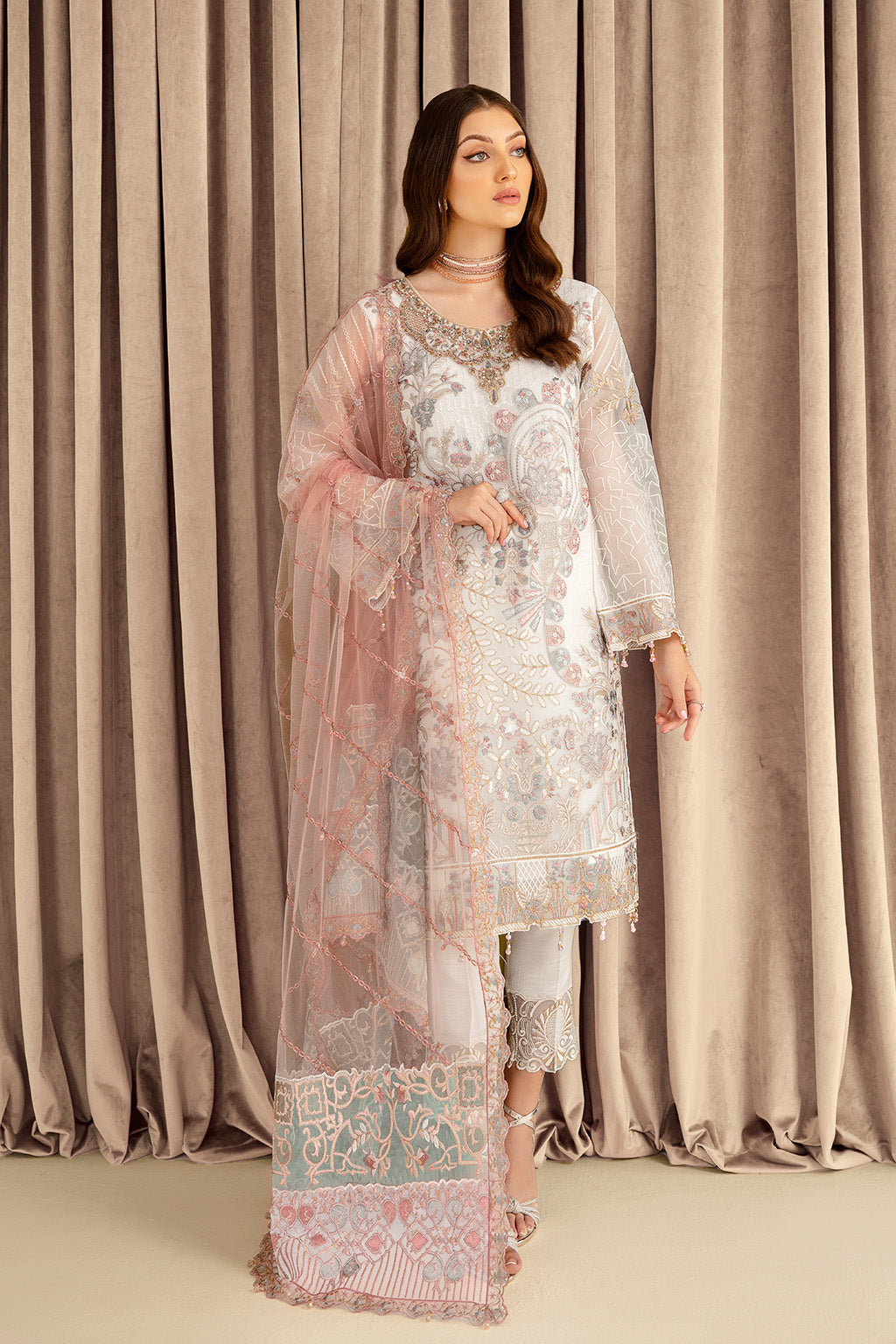 Ramsha | Minhal Organza Collection | M-707 - Official Ramsha stockist in UK - Sakeena London