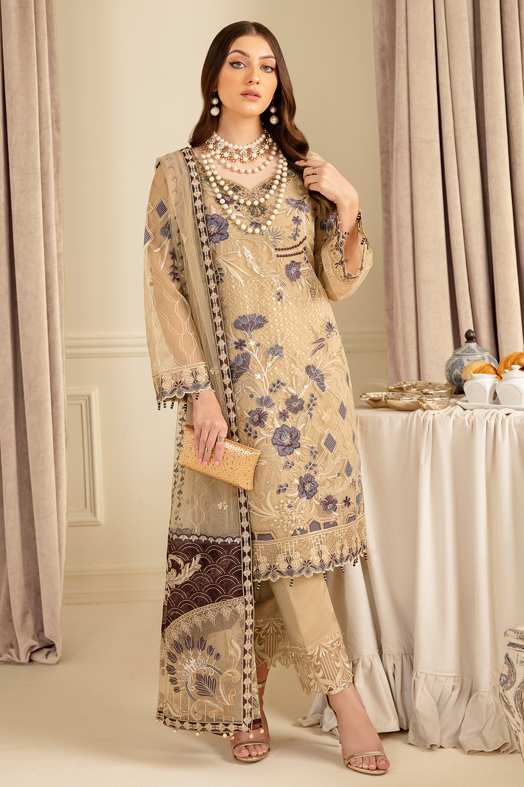 Ramsha | Minhal Organza Collection | M-702 - Official Ramsha stockist in UK - Sakeena London