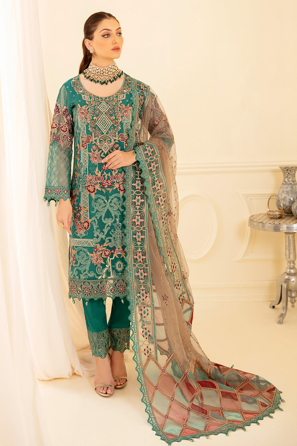 Ramsha | Minhal Organza Collection | M-708 - Official Ramsha stockist in UK - Sakeena London