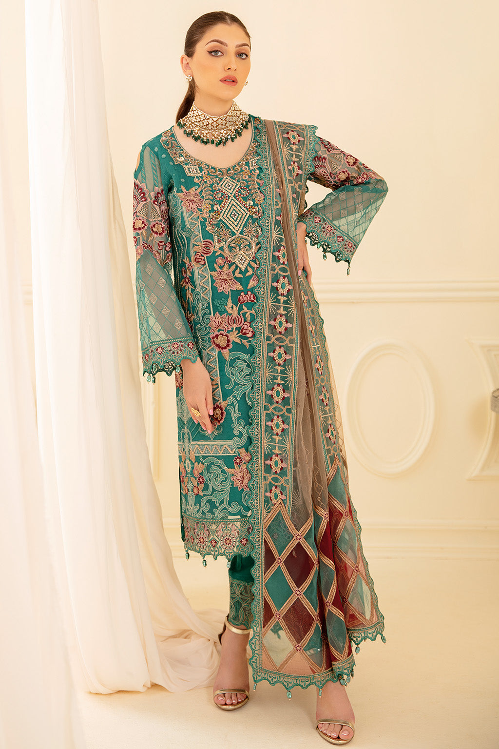 Ramsha | Minhal Organza Collection | M-708 - Official Ramsha stockist in UK - Sakeena London