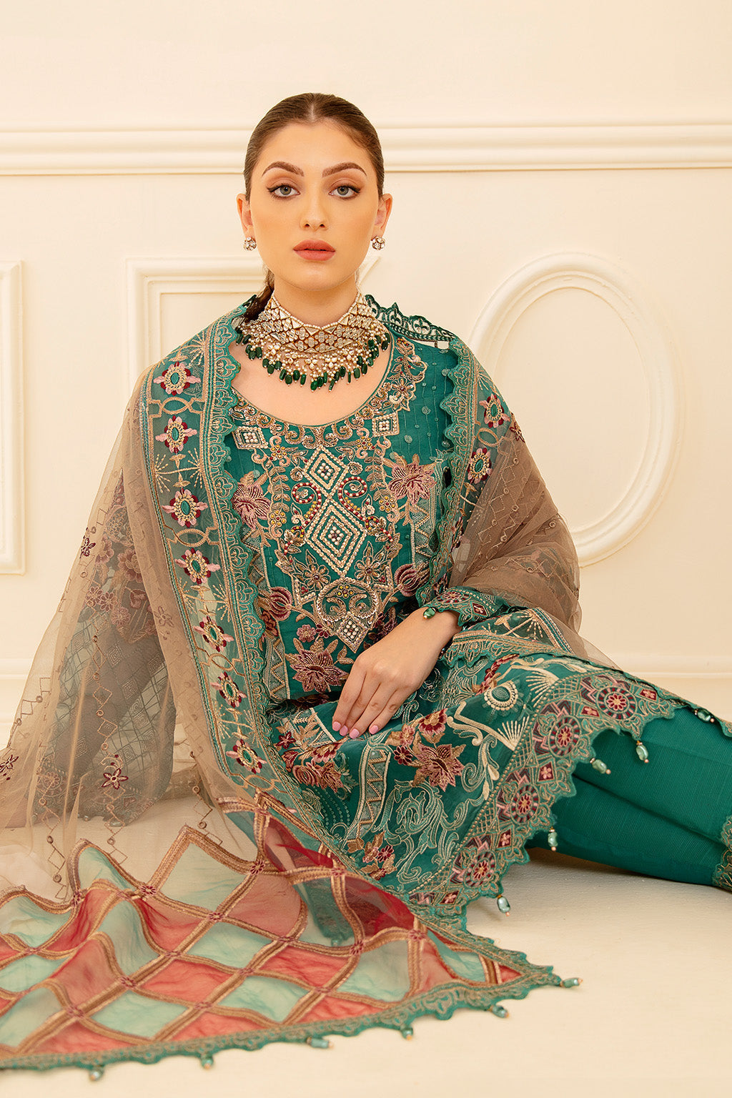 Ramsha | Minhal Organza Collection | M-708 - Official Ramsha stockist in UK - Sakeena London