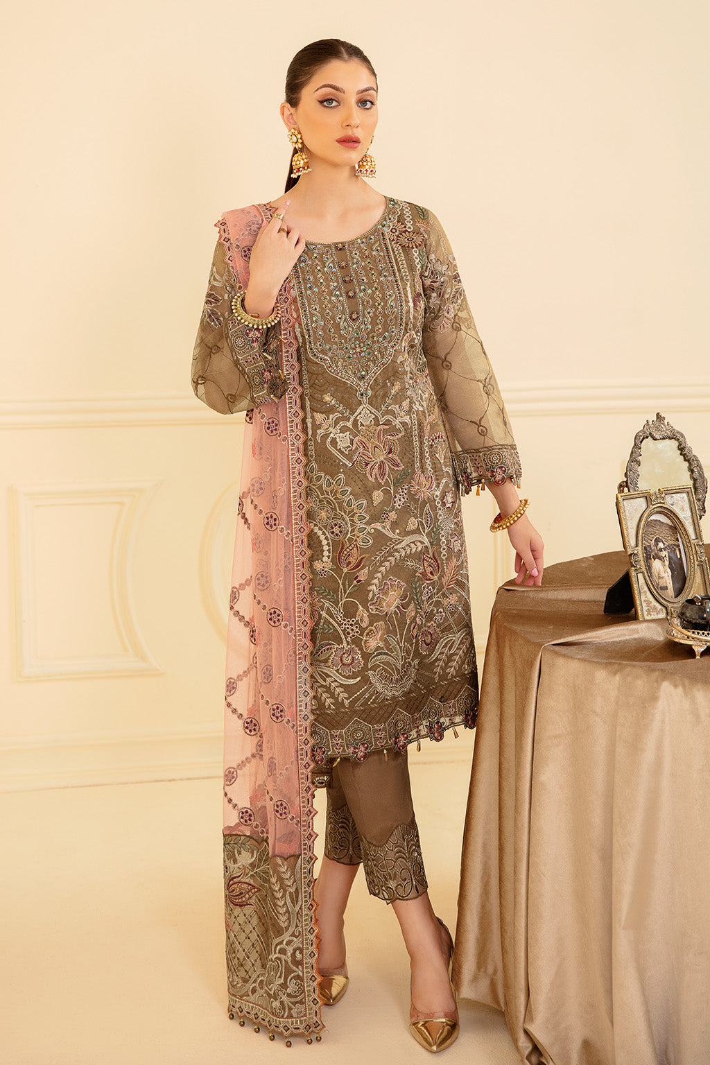Ramsha | Minhal Organza Collection | M-705 - Official Ramsha stockist in UK - Sakeena London
