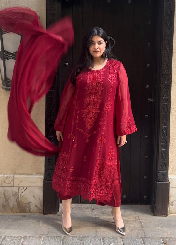 Sahane | Luxury Lawn and Formal Dresses | SAH-1011 Scarlet - Ella Formals - Official Sahane stockist in UK - Sakeena London