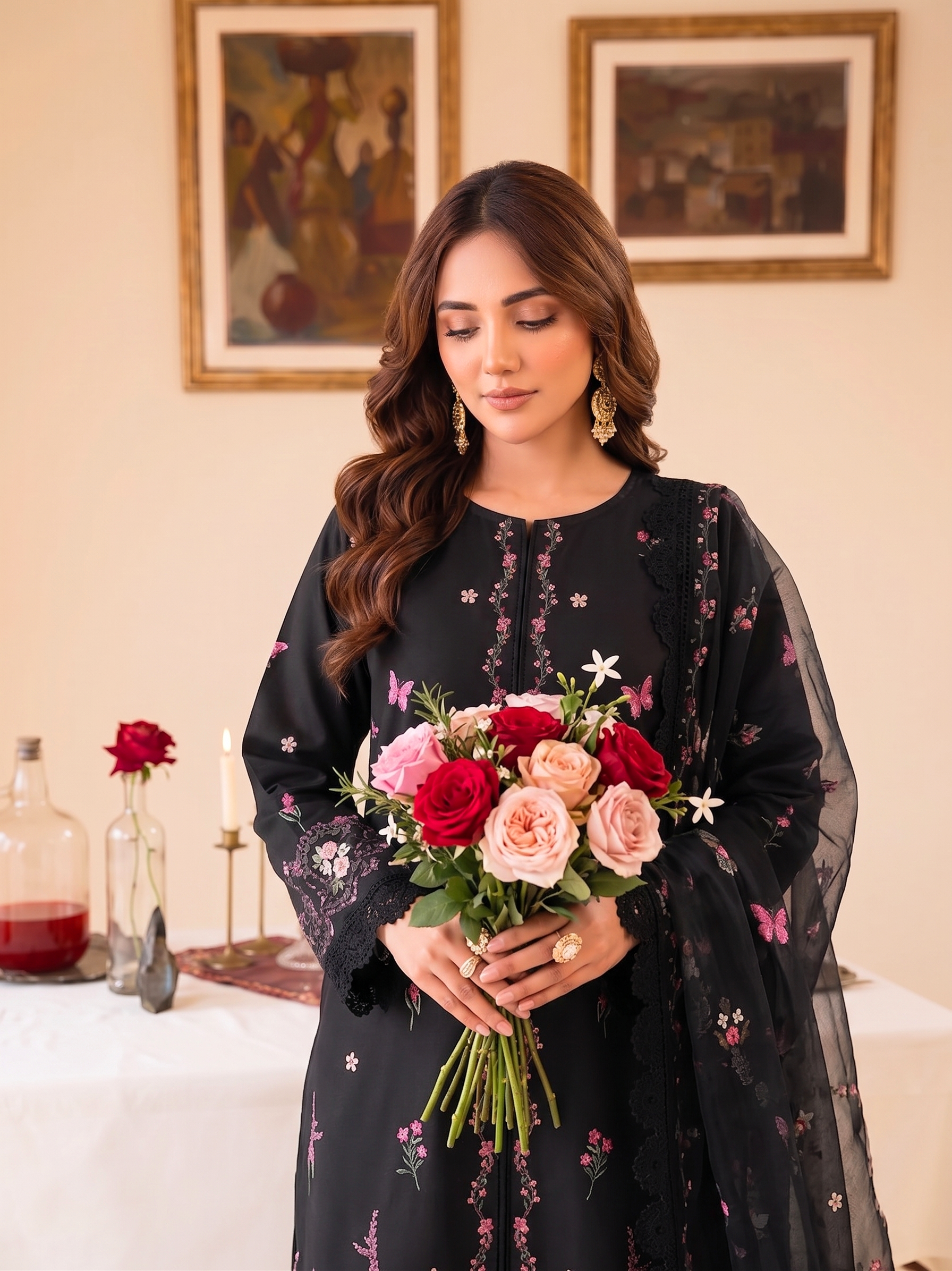 Faiza Faisal | FNF Printed Lawn | FLORAL NOIR
