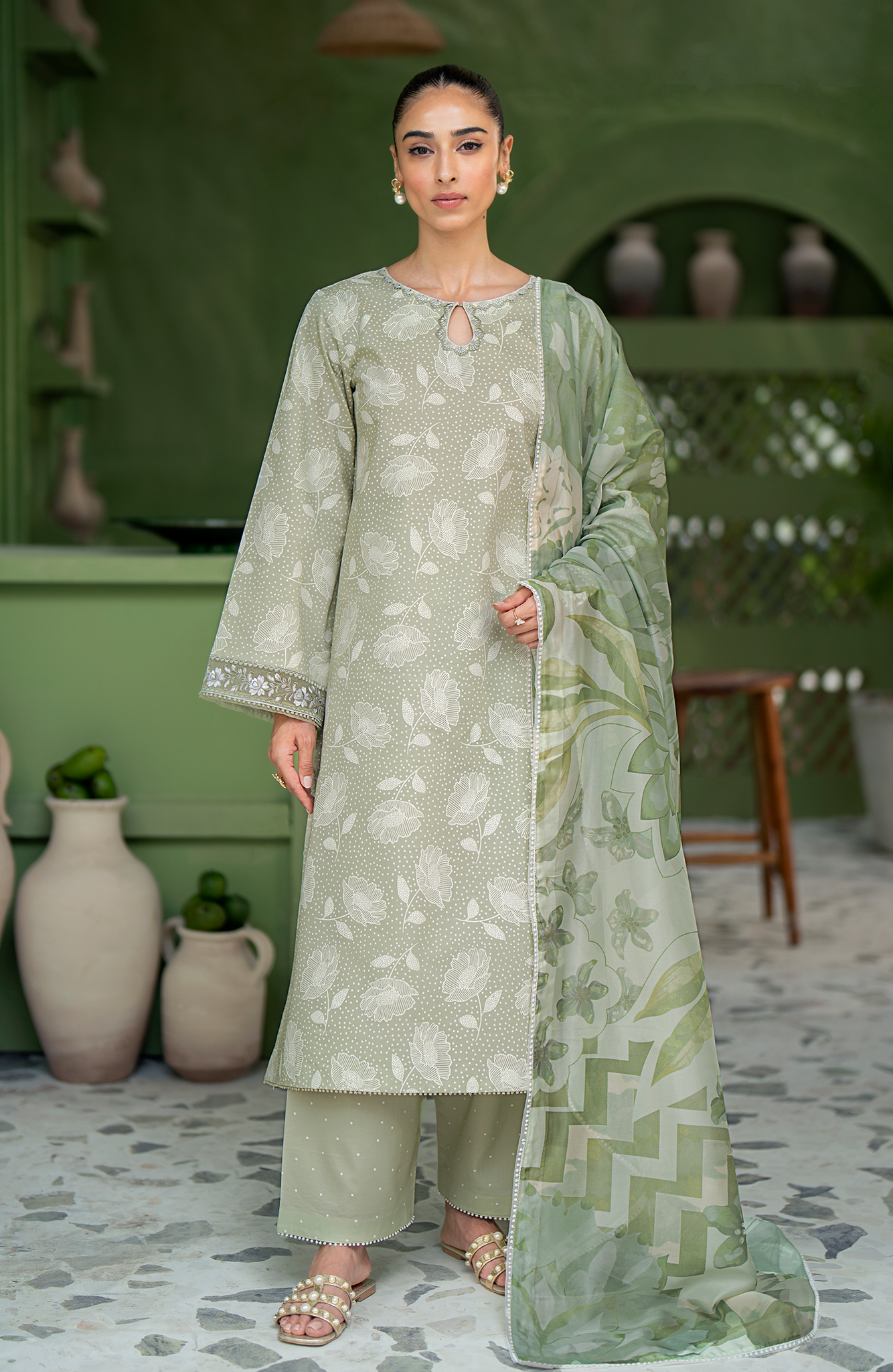 Seran | Artisan Lawn 25 | PISTACHE - Official Seran stockist in UK - Sakeena London