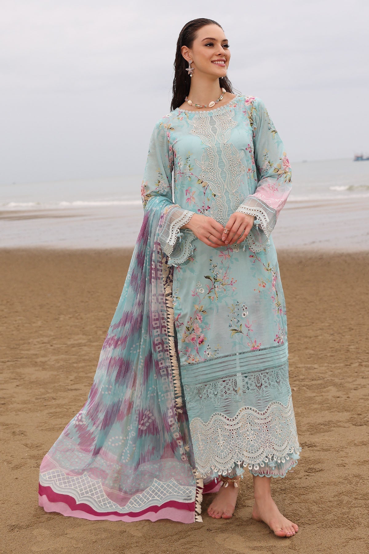 Nureh | Gardenia Embroidered Lawn 25 | NSG-173 - Official Nureh stockist in UK - Sakeena London