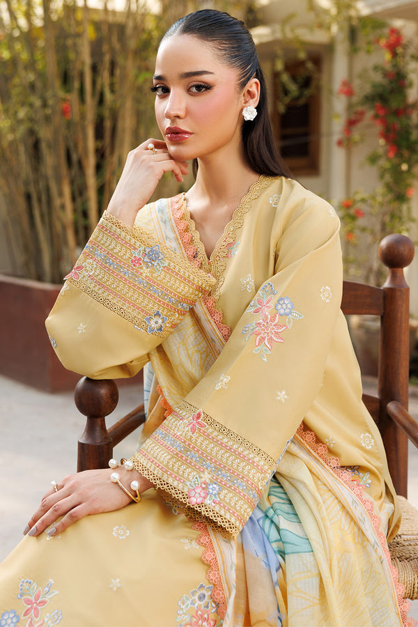 Farasha | Summer Weaves Embroidered Lawn | Sunlit Mellow - Official Farasha stockist in UK - Sakeena London