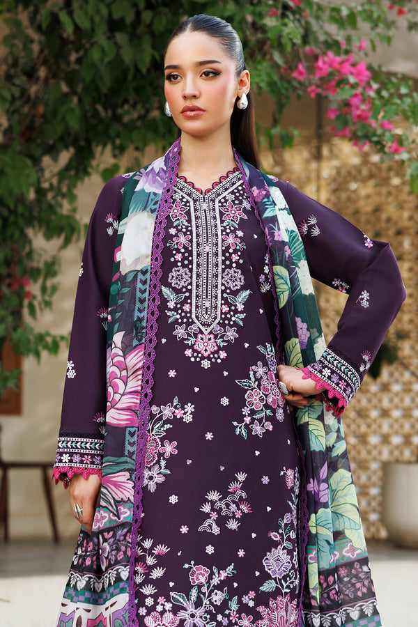 Farasha | Summer Weaves Embroidered Lawn | Plum Allure - Official Farasha stockist in UK - Sakeena London
