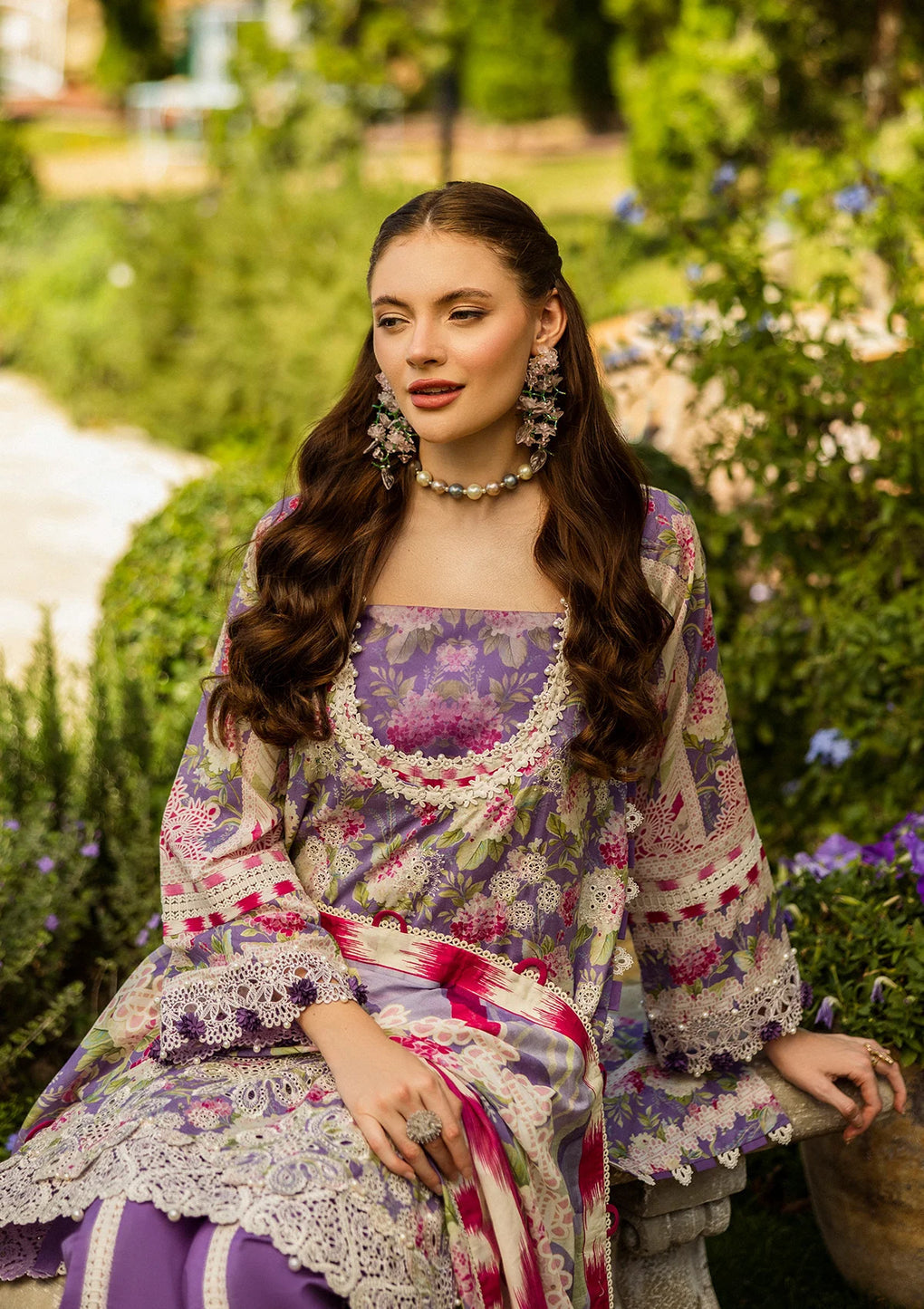 Elaf Premium | Print Chikankari 25 | ELK-02A PERIWINKLE - Official Elaf Premium stockist in UK - Sakeena London