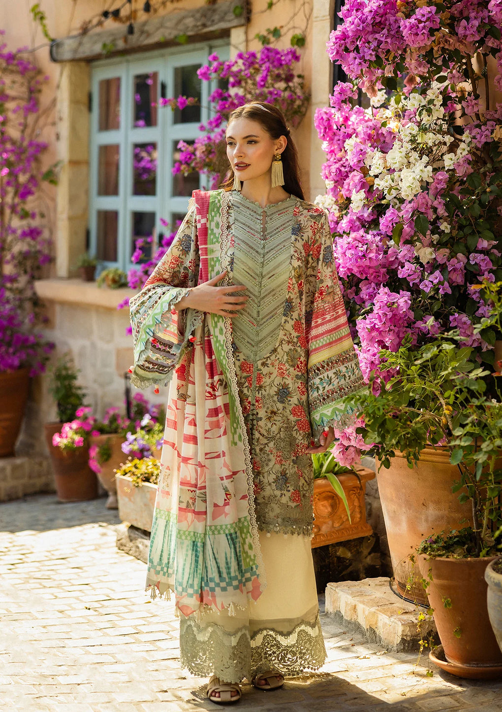 Elaf Premium | Print Chikankari 25 | ELK-01B GIARDINO - Official Elaf Premium stockist in UK - Sakeena London