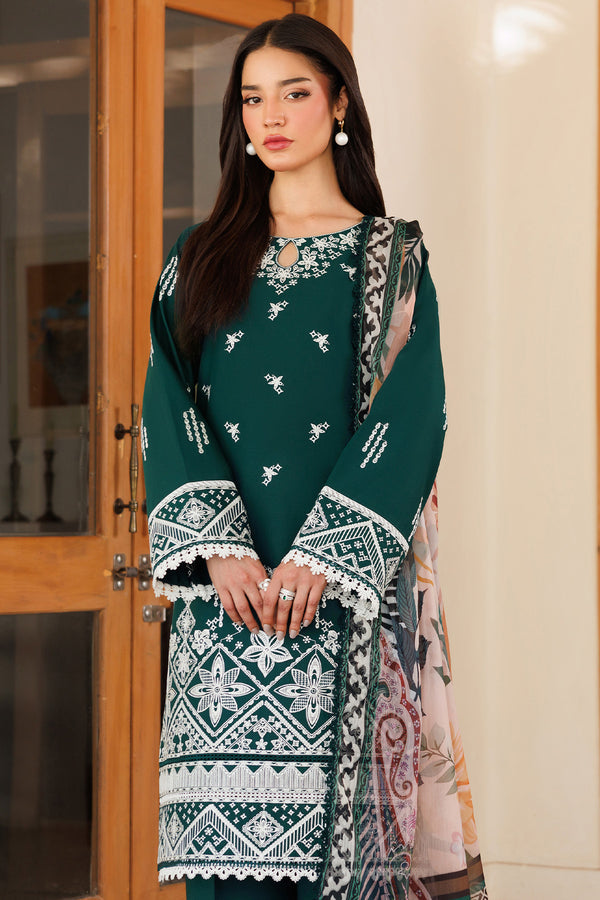 Farasha | Summer Weaves Embroidered Lawn | Teal Essence - Official Farasha stockist in UK - Sakeena London