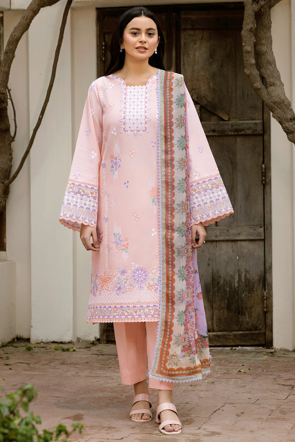 Farasha | Summer Weaves Embroidered Lawn | Coral Peach - Official Farasha stockist in UK - Sakeena London