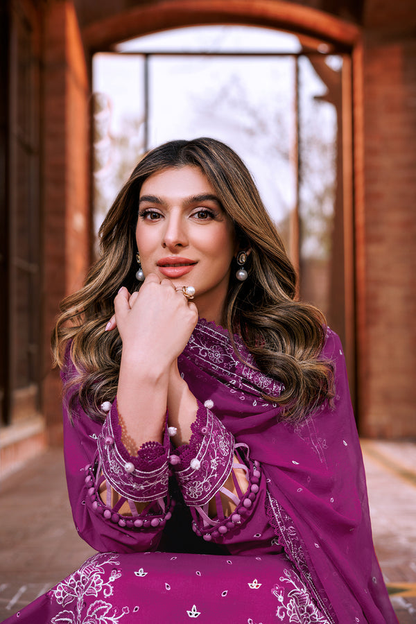 Farasha | Dastoor Embroidered Lawn SS24 | TEMPTING BERY - Official Farasha stockist in UK - Sakeena London