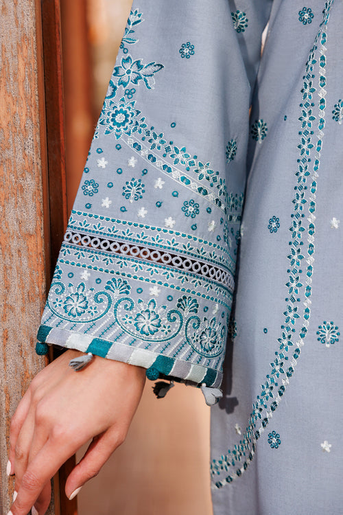 Farasha | Dastoor Embroidered Lawn SS24 | BERYL GREY - Official Farasha stockist in UK - Sakeena London