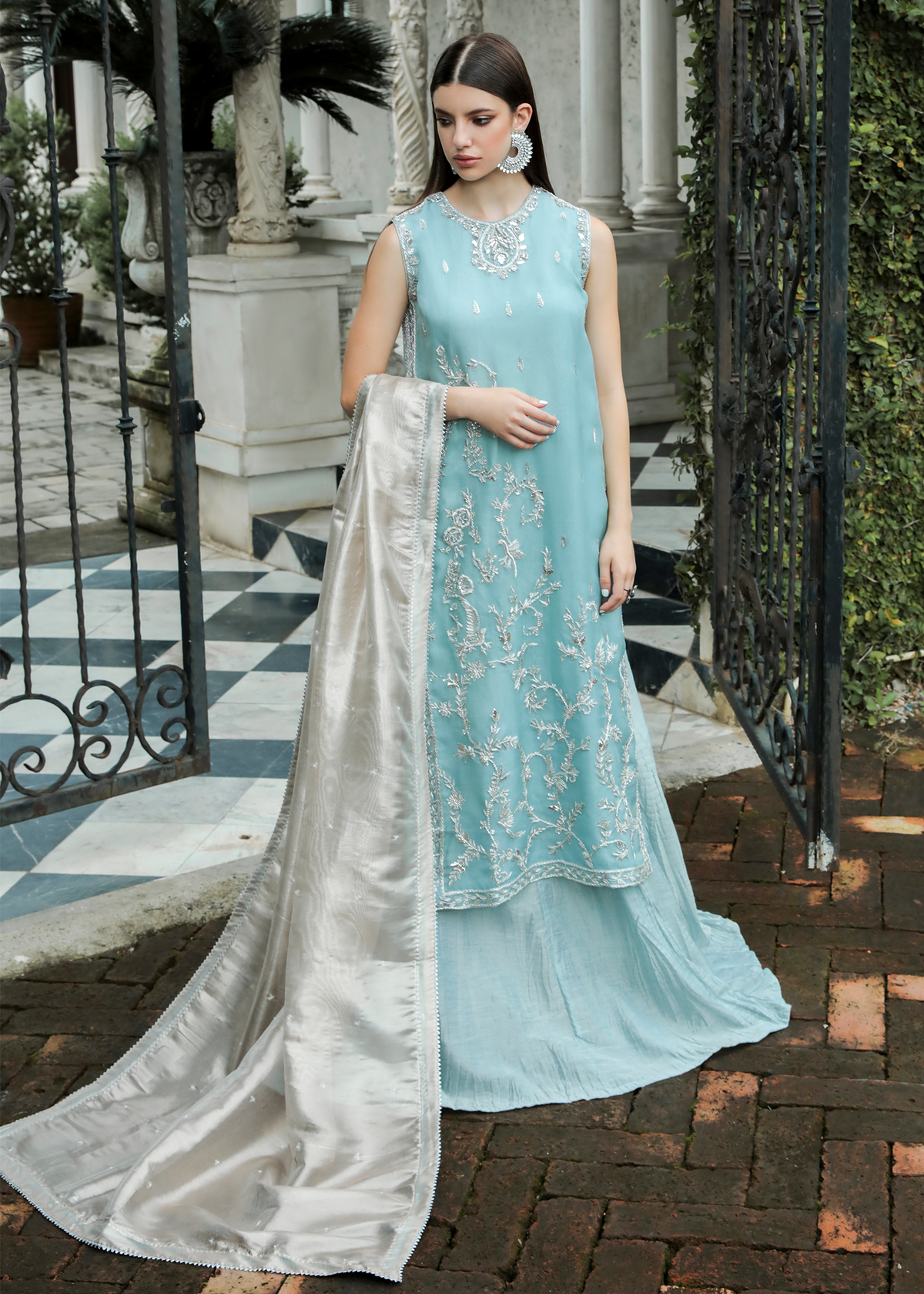 Purple Haze Pret Studio | Apsara Formals | Ice Blue Organza Outfit - Official Purple Haze stockist in UK - Sakeena London