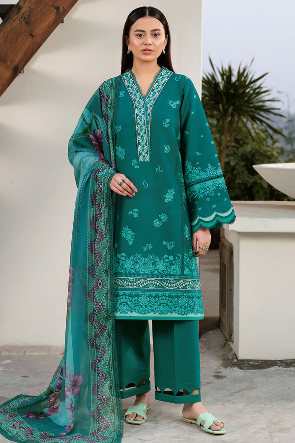 Farasha | Summer Weaves Embroidered Lawn | Dewy Teal - Official Farasha stockist in UK - Sakeena London