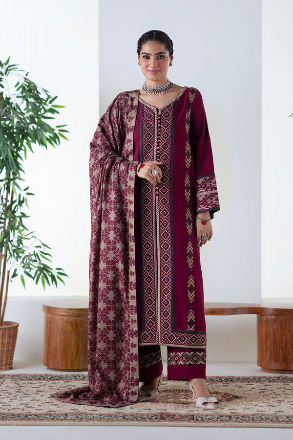 Maryum N Maria | Noore Winters 25 | 3 Piece Embroidered Khaddar MALALAI - FSU5670 - Official Maryum N Maria stockist in UK - Sakeena London