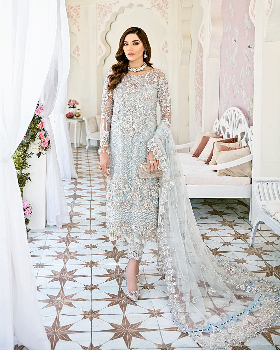 Gulaal | Wedding Formals | Avenir Embroidered Net 3-Piece Suit WS-01 - Official Gulaal stockist in UK - Sakeena London