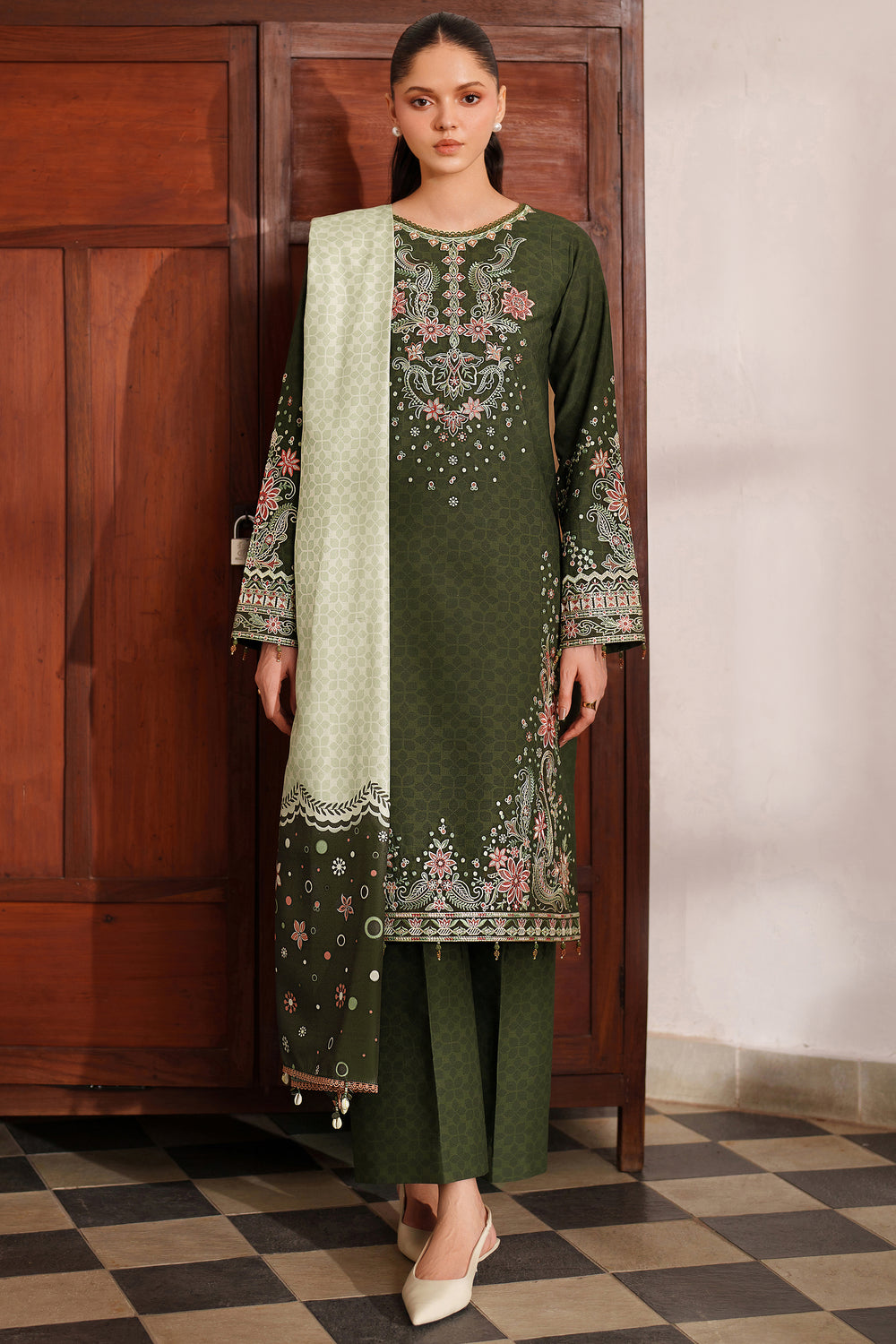Farasha | Meline Premium Viscose 25 | Olive Drape - Official Farasha stockist in UK - Sakeena London