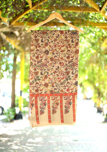 Digital Printed Wool Shawl D - 15 - Brown
