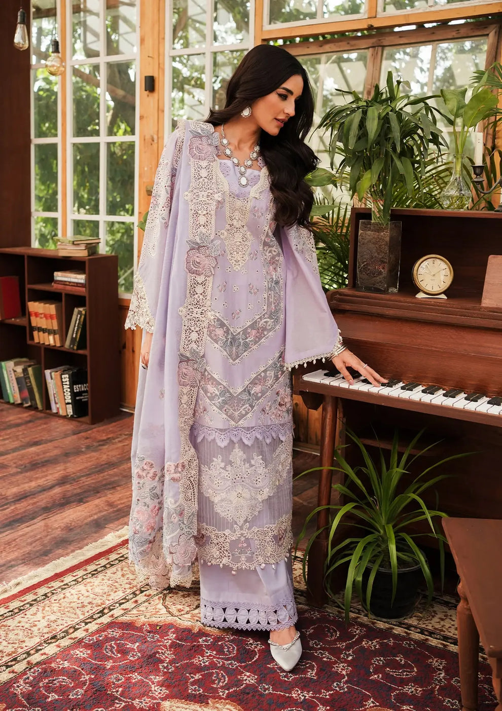 Kahf Premium | Luxury Lawn 24 | KLE-01B Lilac - Official Kahf Premium stockist in UK - Sakeena London